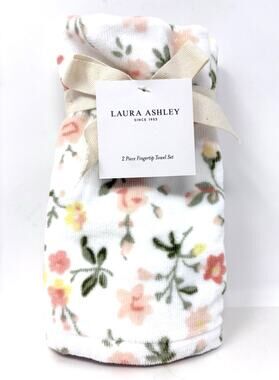 Laura Ashley Fingertip Tip Towels Set Evie Floral 2 Pcs Peach Yellow NWT